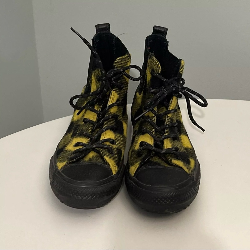 Converse Chuck Taylor Woolrich Womens 8 Chelsea Boot Yellow Black Sneaker Plaid - Picture 8 of 13